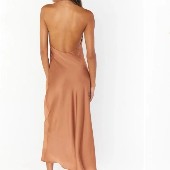 Show Me Your MuMu Strapless Satin Dress in Tan - Picture 3 of 4